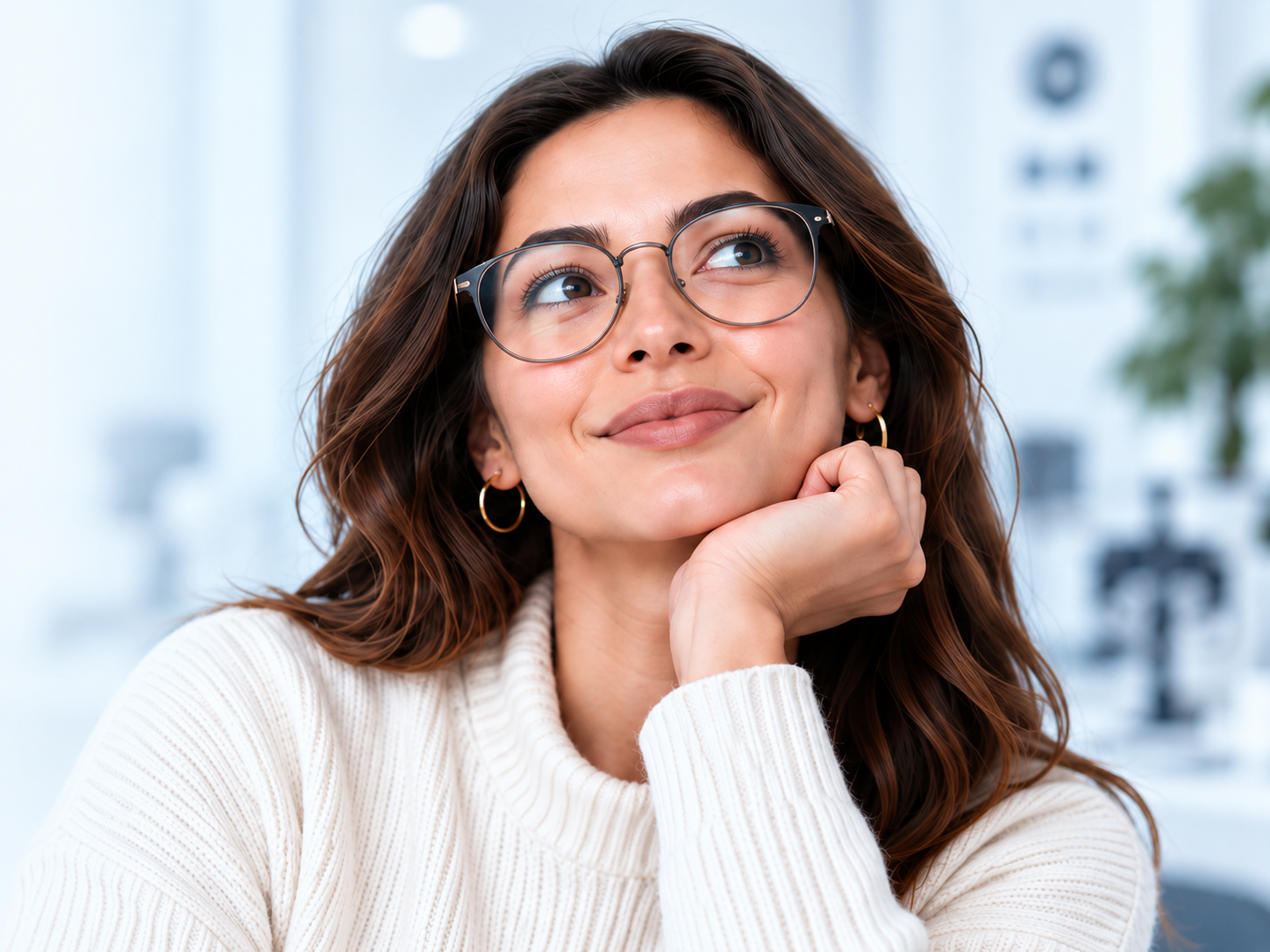 Mujer con gafas transparentes